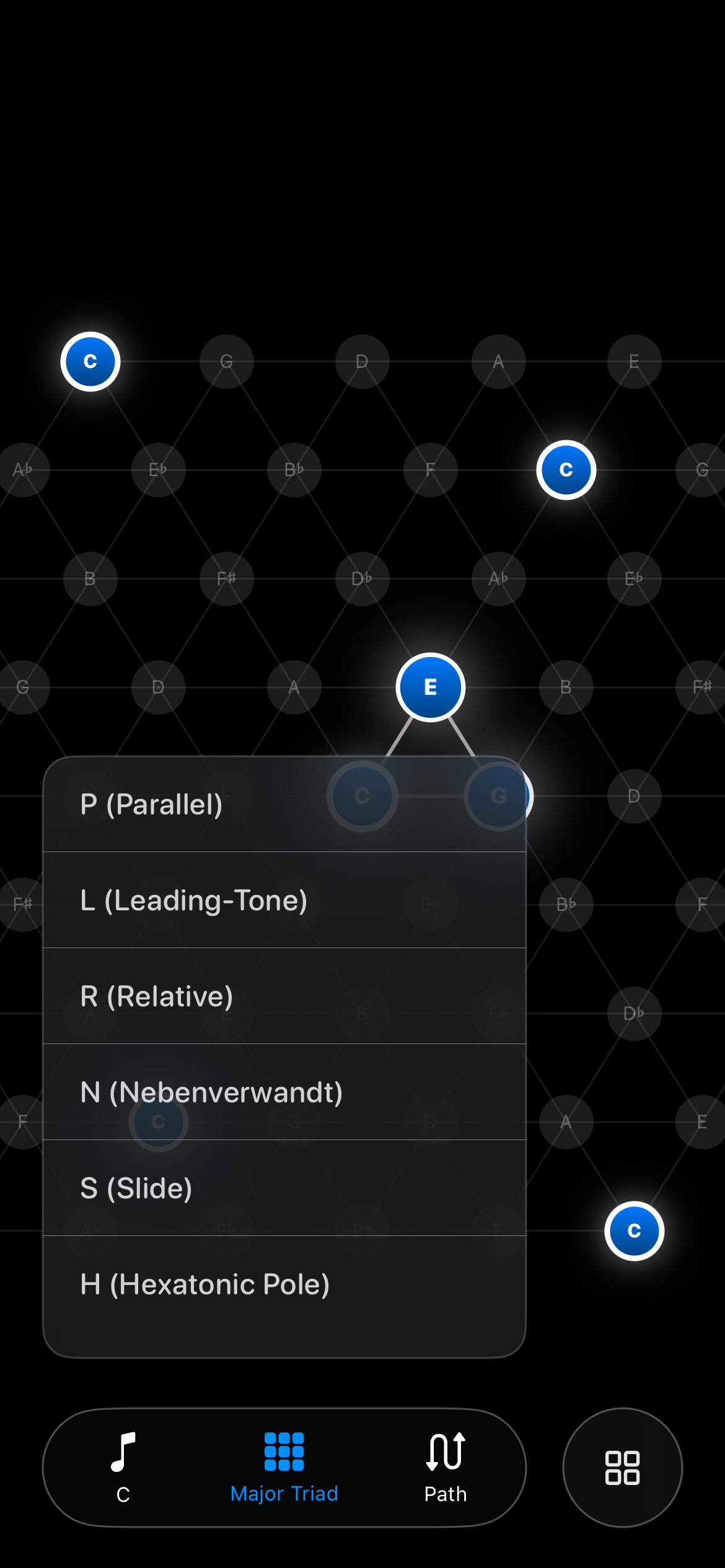 Tonnetz Transformation Paths